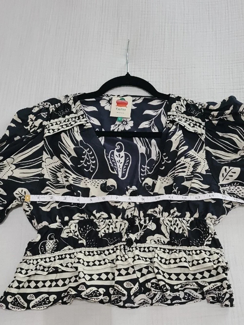 FARM Rio Black & Cream Floral Parrot Blouse